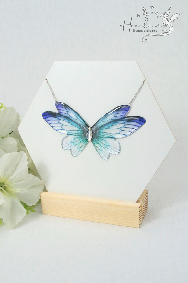 Turquoise and purple fairy necklace
