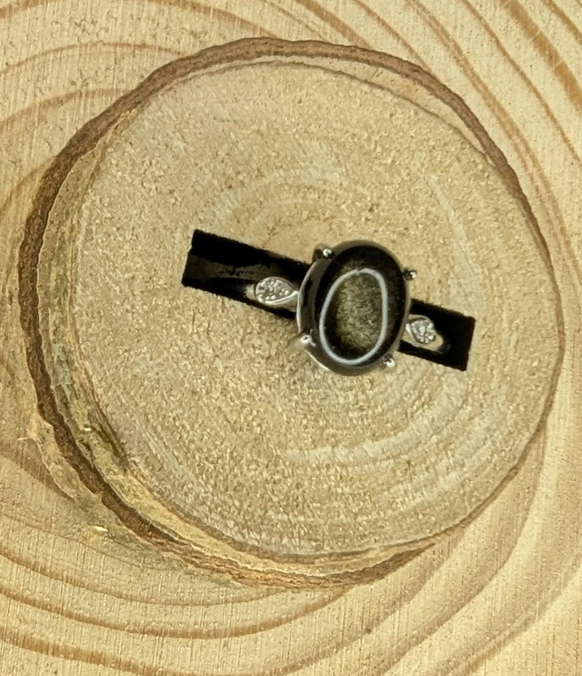 Bague obsidienne dorée 