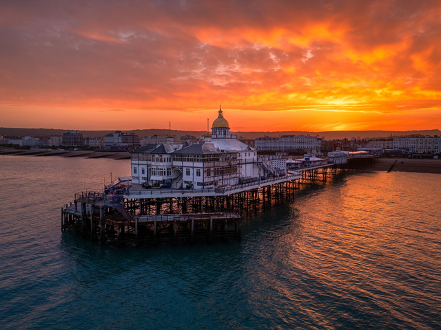 Eastbourne Pier at Sunset - East Sussex | Prints &amp; Mounts | Aerial Photography