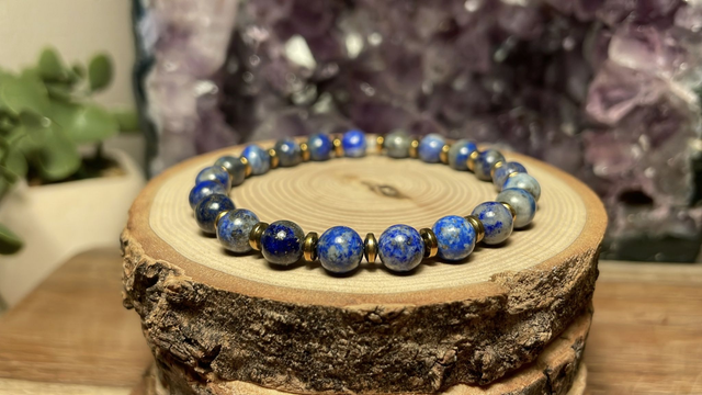 Bracelet LAPIS-LAZULI 6mm (Avec hématites)