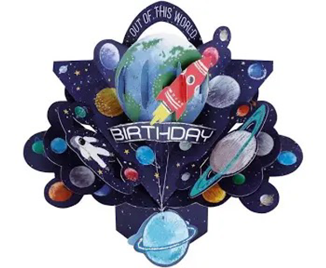 Space rocket pop out birthday card