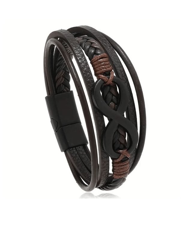 Bracelet homme cuir " Infini " Marron