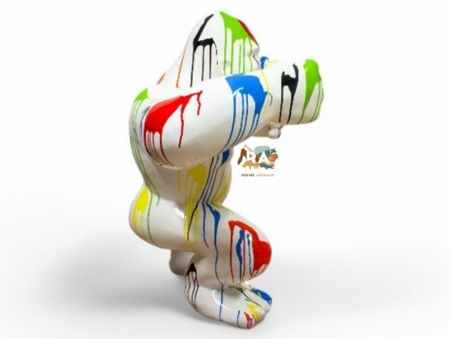 STATUE GORILLE EN RESINE 110 CM - BLANC MULTICOLORE
