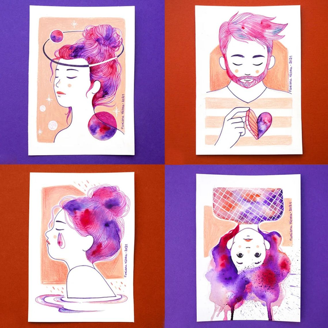 INKTOBER // mini originaux A6 (19 à 25)