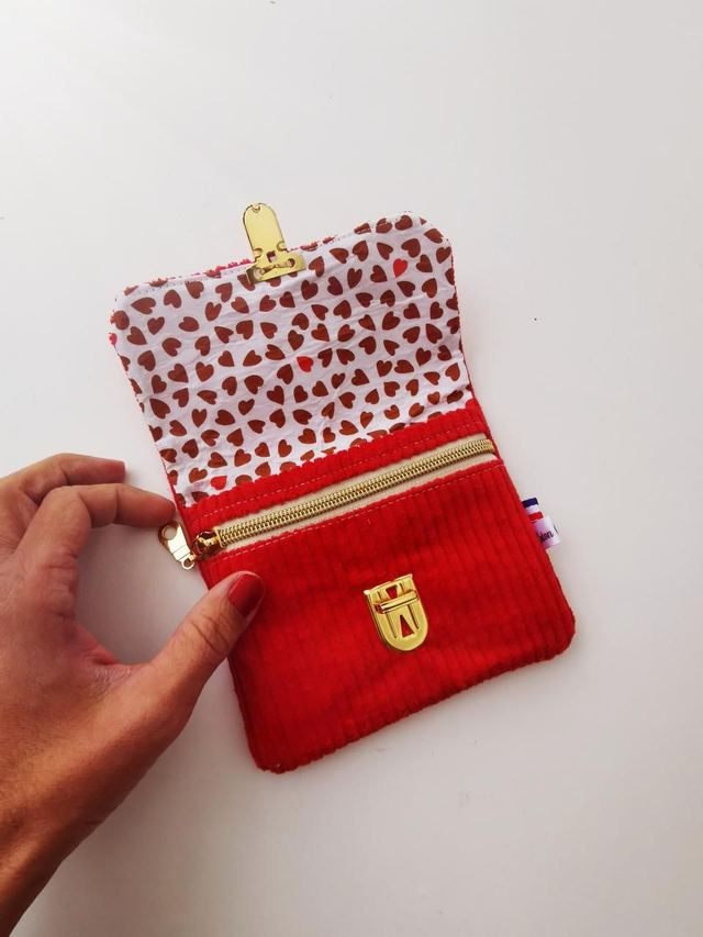 Portefeuille JIMMY velour rouge 