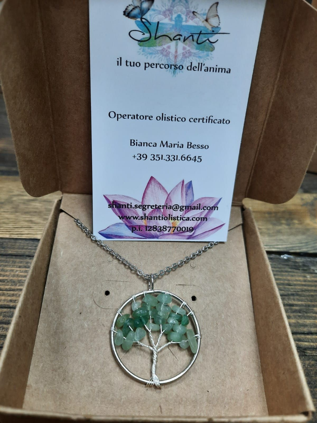 Amuleto donna serie "Albero della vita" avventurina verde