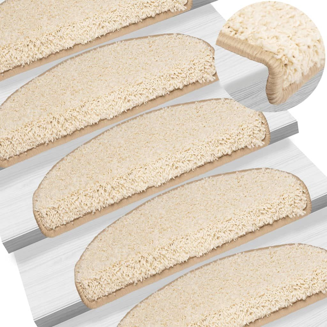 Tapis d'escalier 15 pcs crème 65x21x4 cm