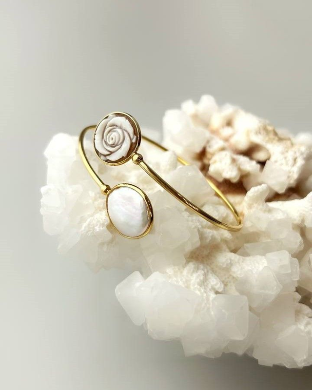 Bracciale Pura – Rosa Cammeo e Perla Moneta