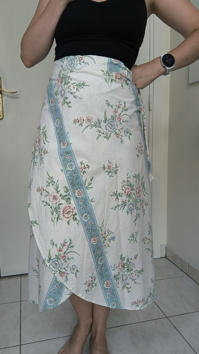 Jupe portefeuille upcyclée motif tapisserie - Taille unique