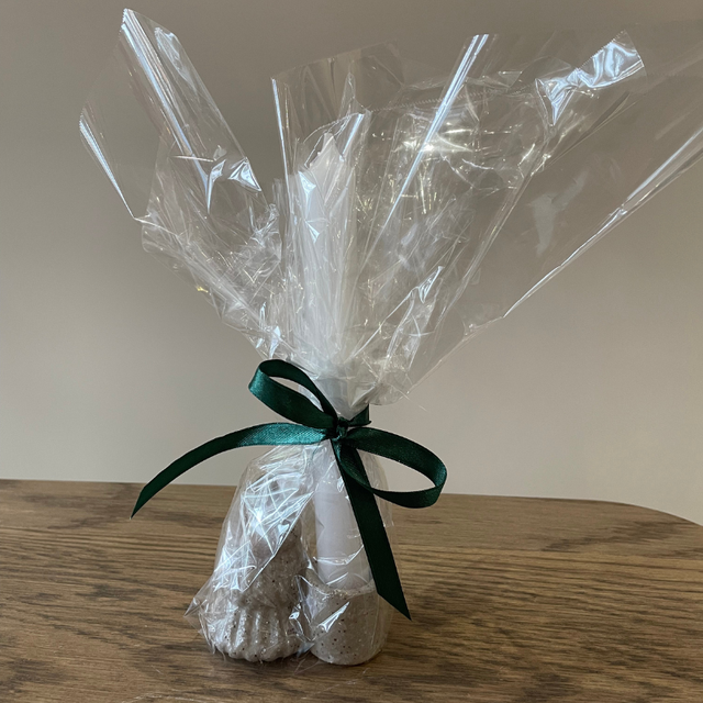 Cadeauset kerstkaarthouder met kaars