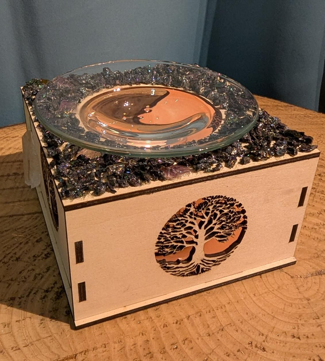 Brûle parfum Arbre de vie, Carborandite, et Pointes de Quartz 