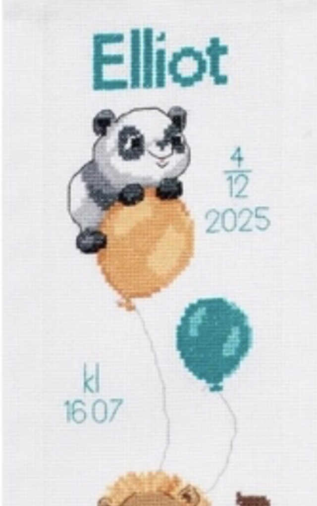 Permin Jungle Balloons Birth Record Counted Cross Stitch Kit