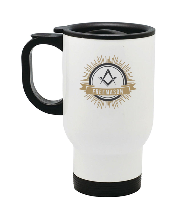 Freemason Travel Mug - 14oz Stainless Steel - White