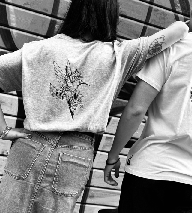 T-Shirt « Bird Colibri » - Édition 🍂- Gris - taille L - Dos 