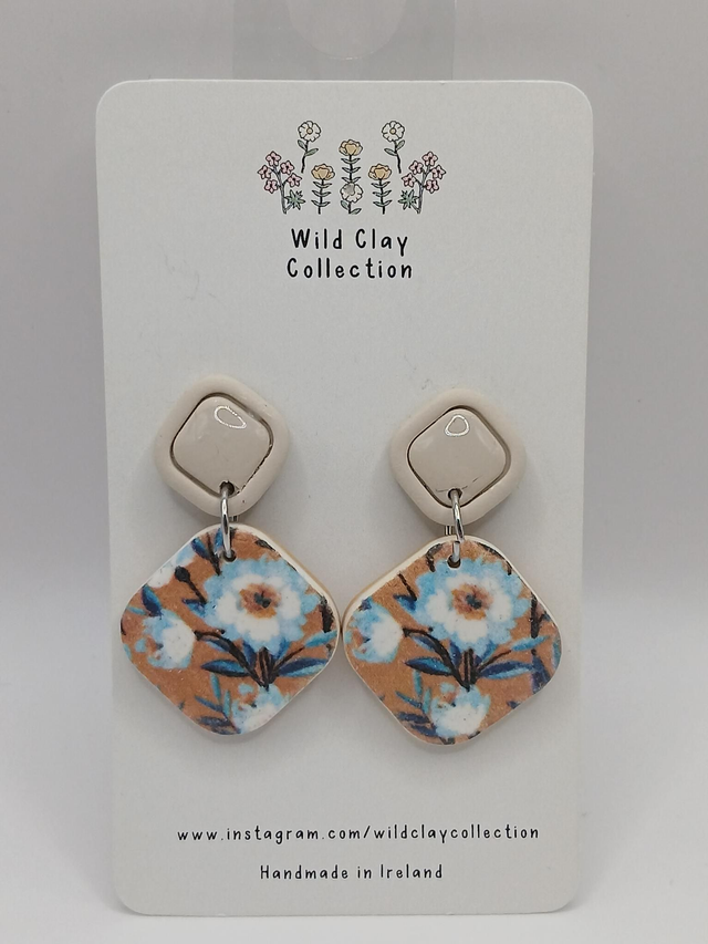 Floral Mustard Diamond Dangle