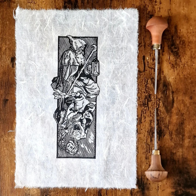 Linogravure - Le Tarot - La Mort