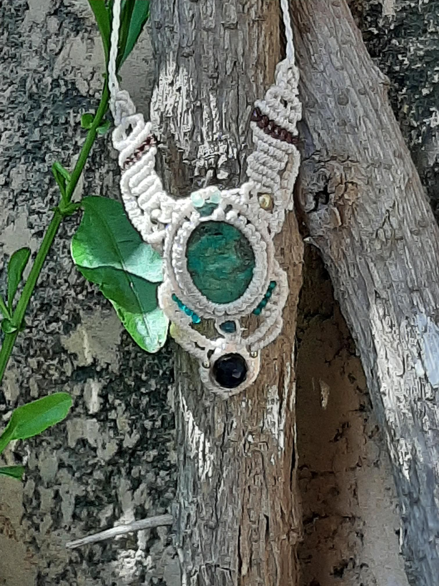 Collier macramé et Chrysocolle
