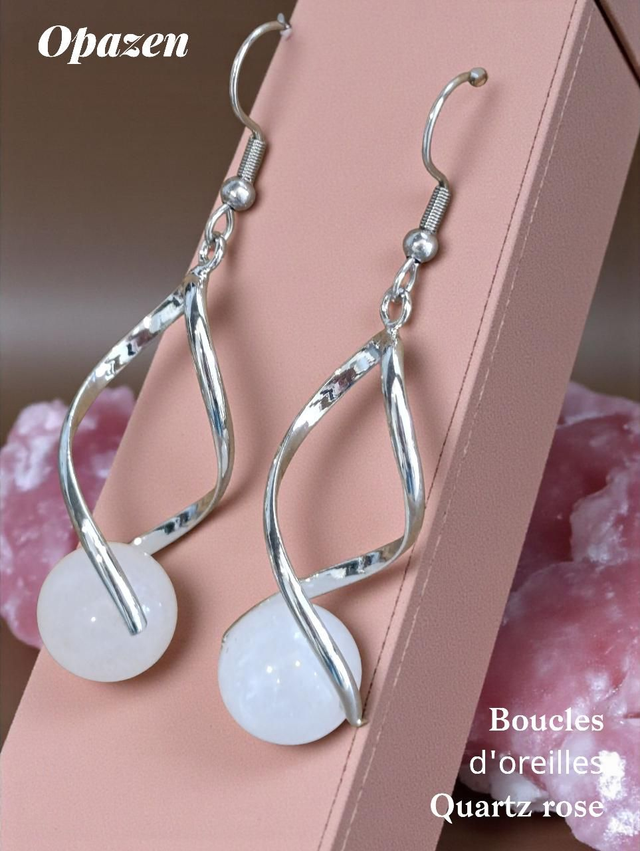 Boucles d'oreilles Quartz rose 