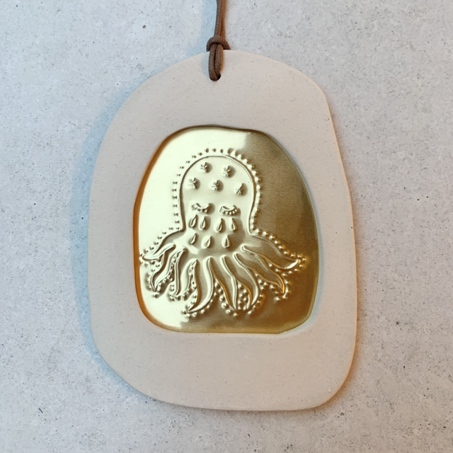 Petit cadre grès lisse illustration poulpe