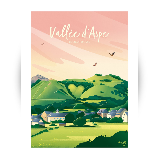 Affiche le Coeur d&#039;Osse, Vallée d&#039;Aspe 30x40