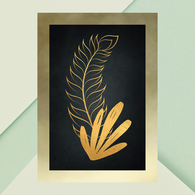 Impression Feuille Tropicale Botanique Dorée - Décoration Murale Exotique / "Gold Botanical Tropical Leaf Print - Exotic Wall Decor