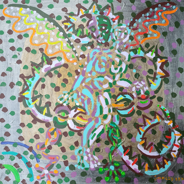 Smoczy szał, 87x87 akryl płótno 2020