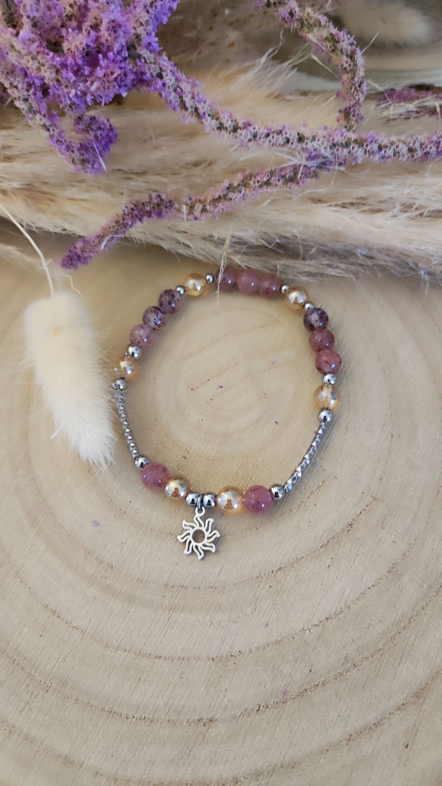 Bracelet "Épanouissement et Joie" Quartz fraise