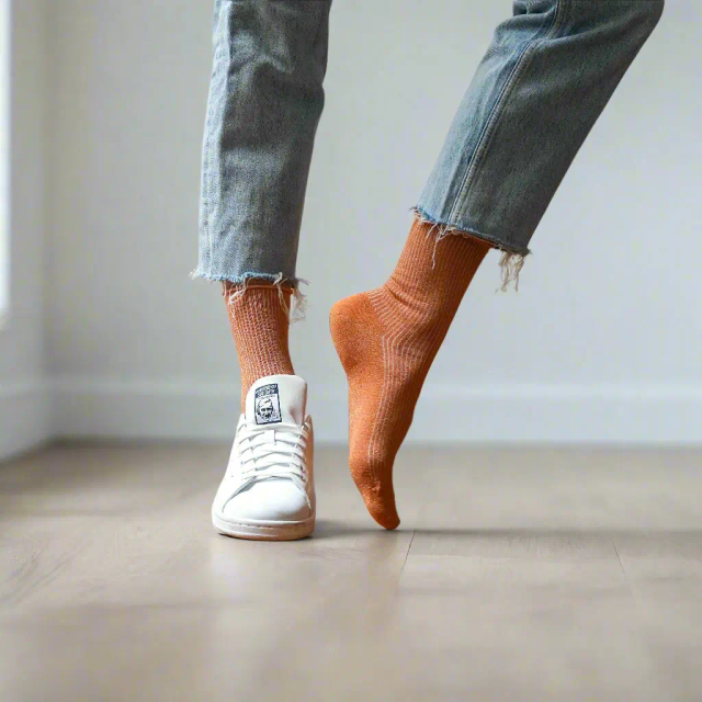 KLUE Glitter Lurex socks in eco-friendly Lyocell | Terracotta