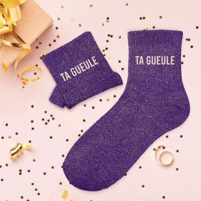 Sud Trading Company Chaussettes À Paillettes "TA GUEULE"