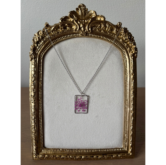 Collier argent fleur rose 