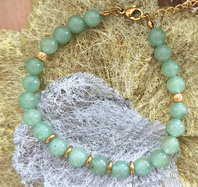 Bracelet "MILA", doré et aventurine verte