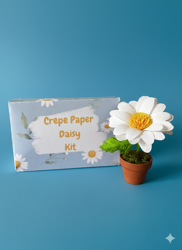 Crepe Paper Daisy Kit – Mini Terracotta Pot Flower Craft | DIY Gift for Crafters &amp; Flower Lovers