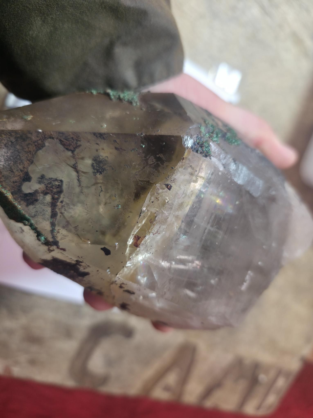 Smokey quartz with Malachite and brochentite