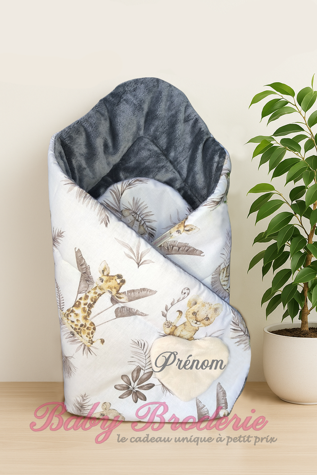 Nid d&#039;ange Gris et motif girafe 