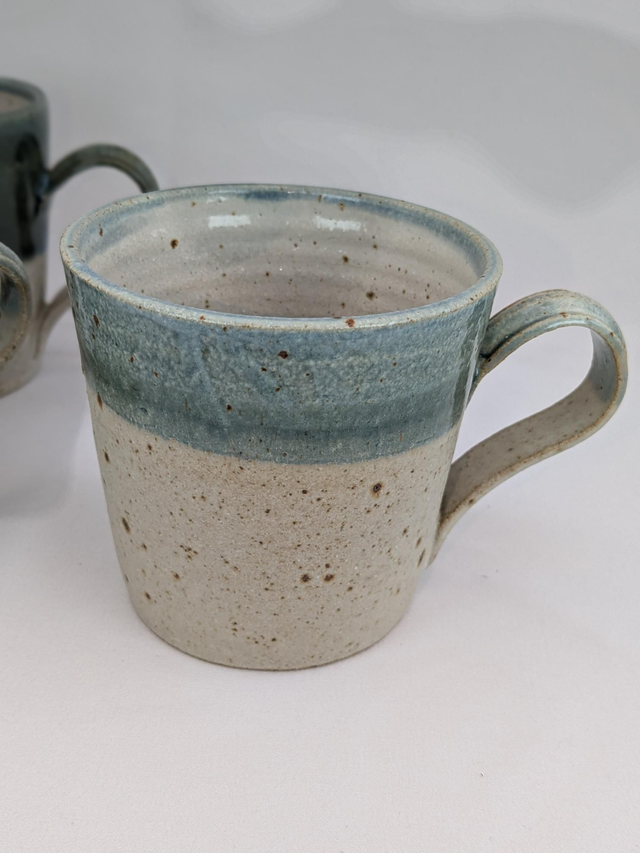 Large teal and light oatmeal mug
