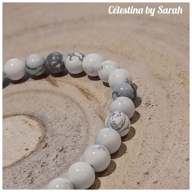 Bracelet Howlite 6mm Taille Dame
