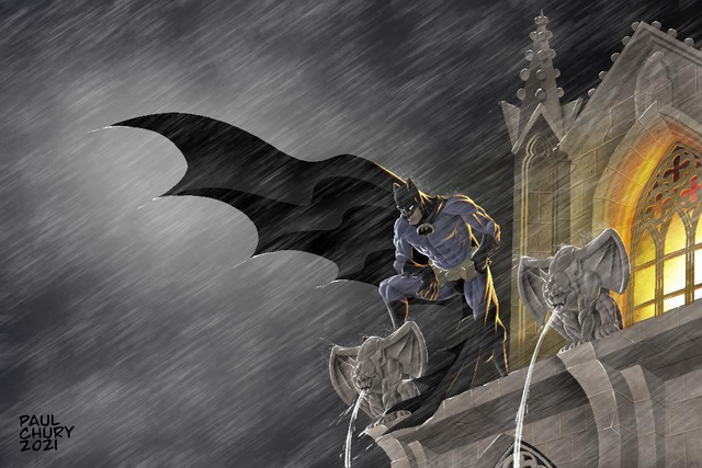 Batman in the rain