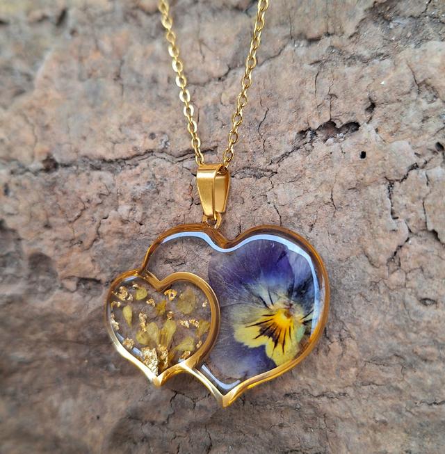 Collier cœurs de Pensée ♡ doré