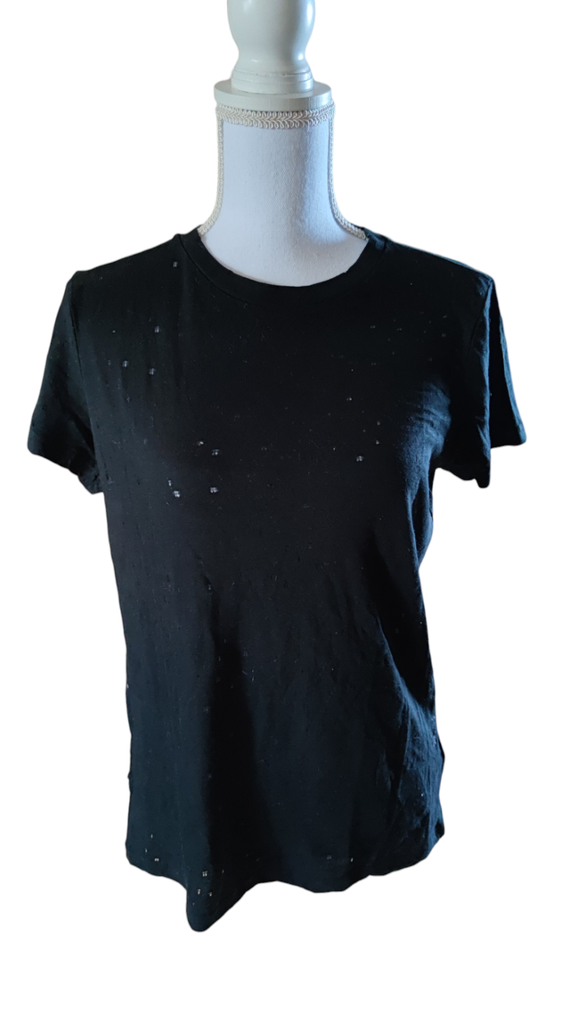 Tee-shirt manches courtes noir ajouré taille S (Ardene) 