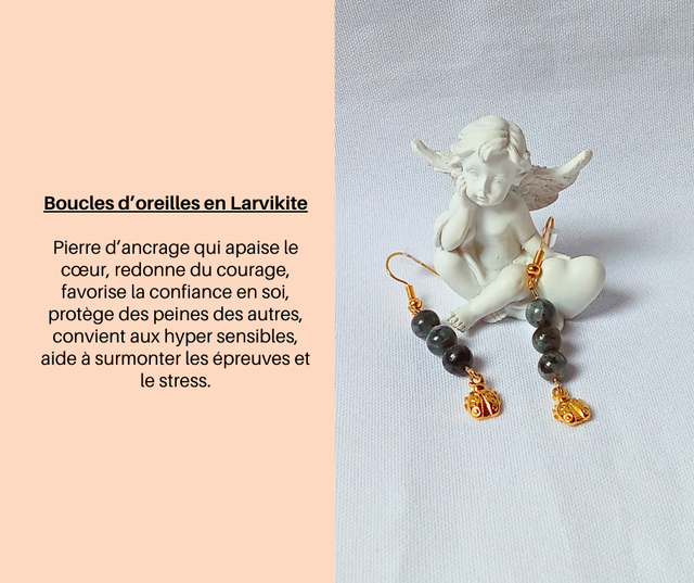 16- Boucles d'Oreilles en Larvikite