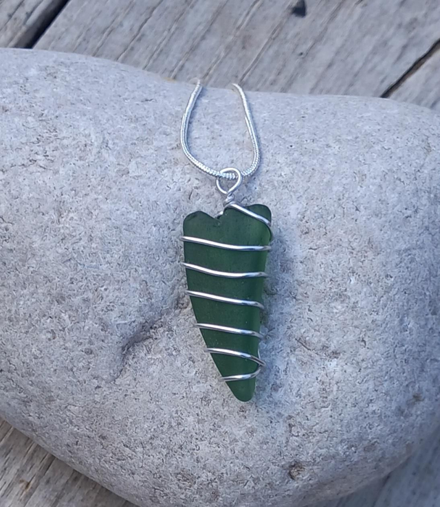 Green sea glass pendant 