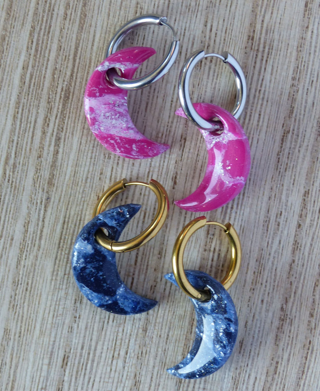 Paires de pampilles réversibles "Lune"