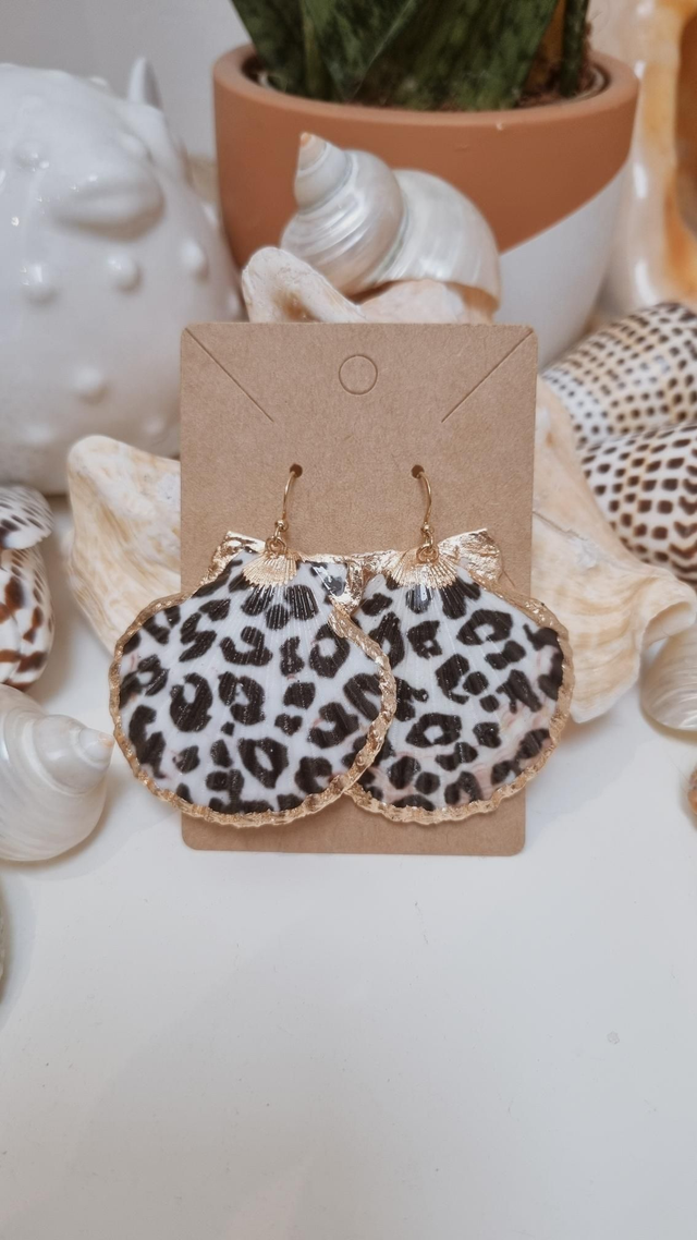 Boucles d'oreilles coquillages léopards 
