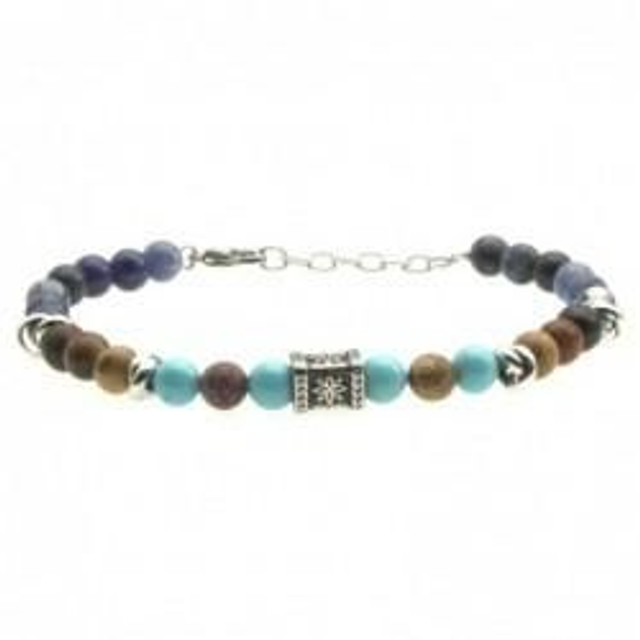 Bracciale uomo con pietre naturali bijoux e rosa dei venti