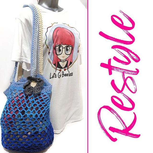 Recycled Shopping Bag, Blues-RESTYLE