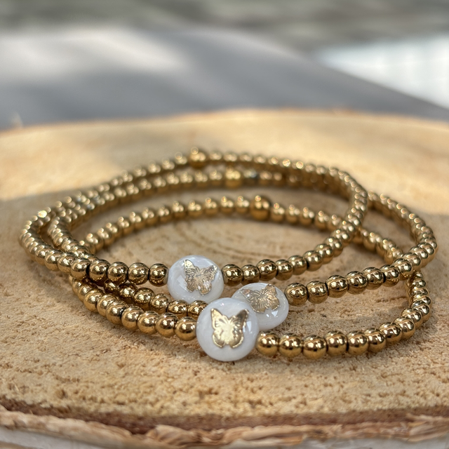 Bracelet Papillon doré nacre