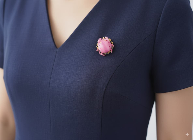 Broche crabe rose artisanale 