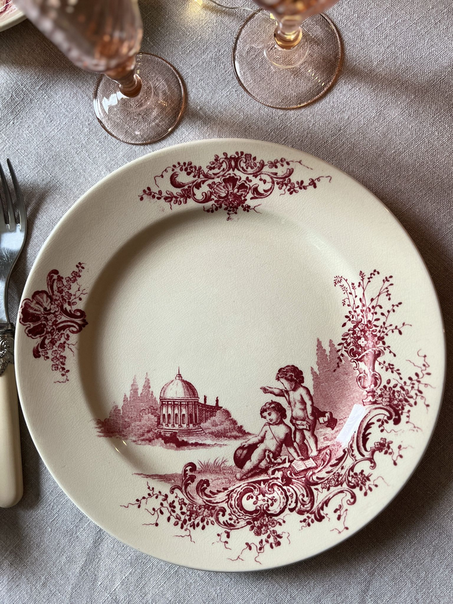 TRIANON - Duo d'assiettes plates modèle Trianon de la manufacture Jules Vieillard - Terre de Fer
