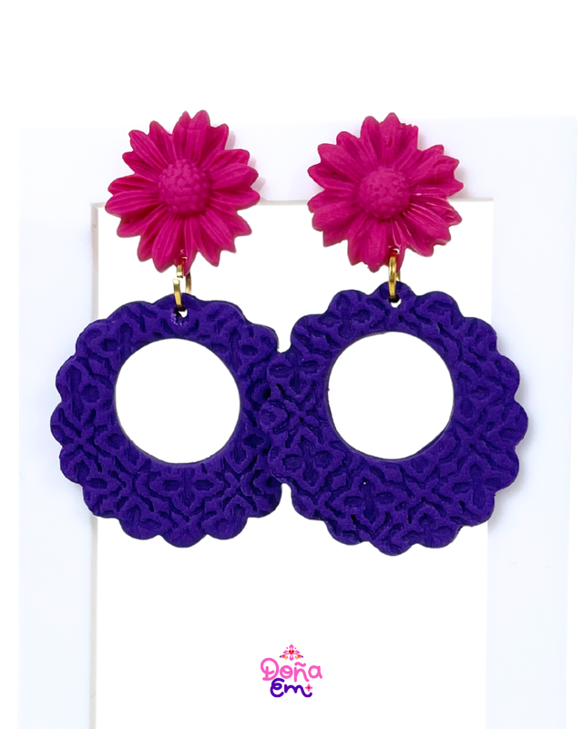 Boucles d'oreilles "Flor de vida" - Roses