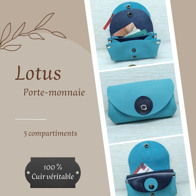 LOTUS Porte monnaie et Carte - Bleu ciel